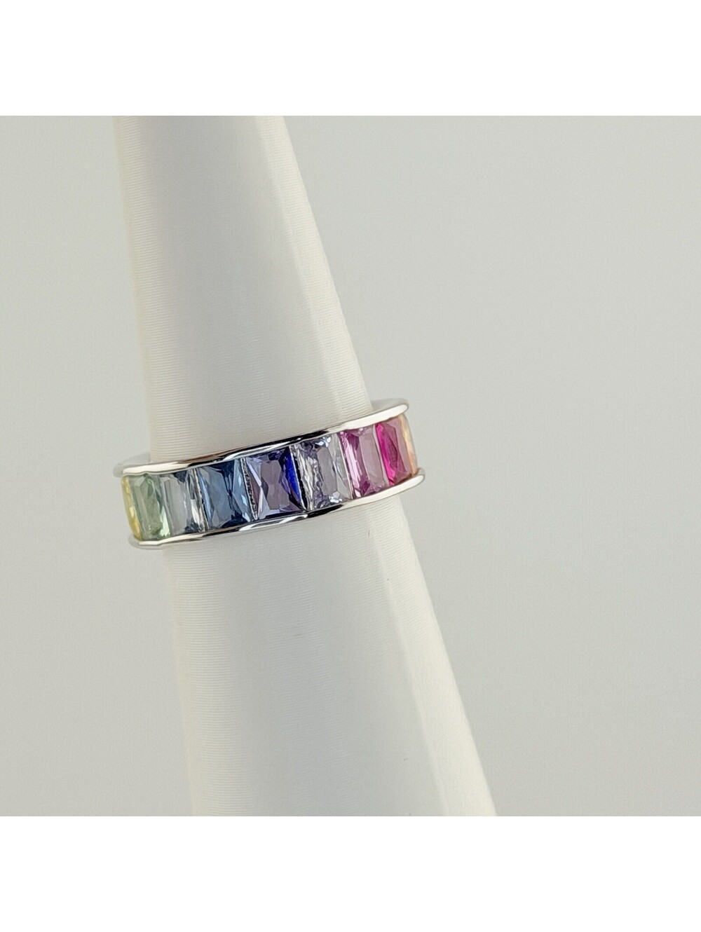Bomb Party 1x MHA Mental Health Band Sz 6 Rainbow on Rhodium